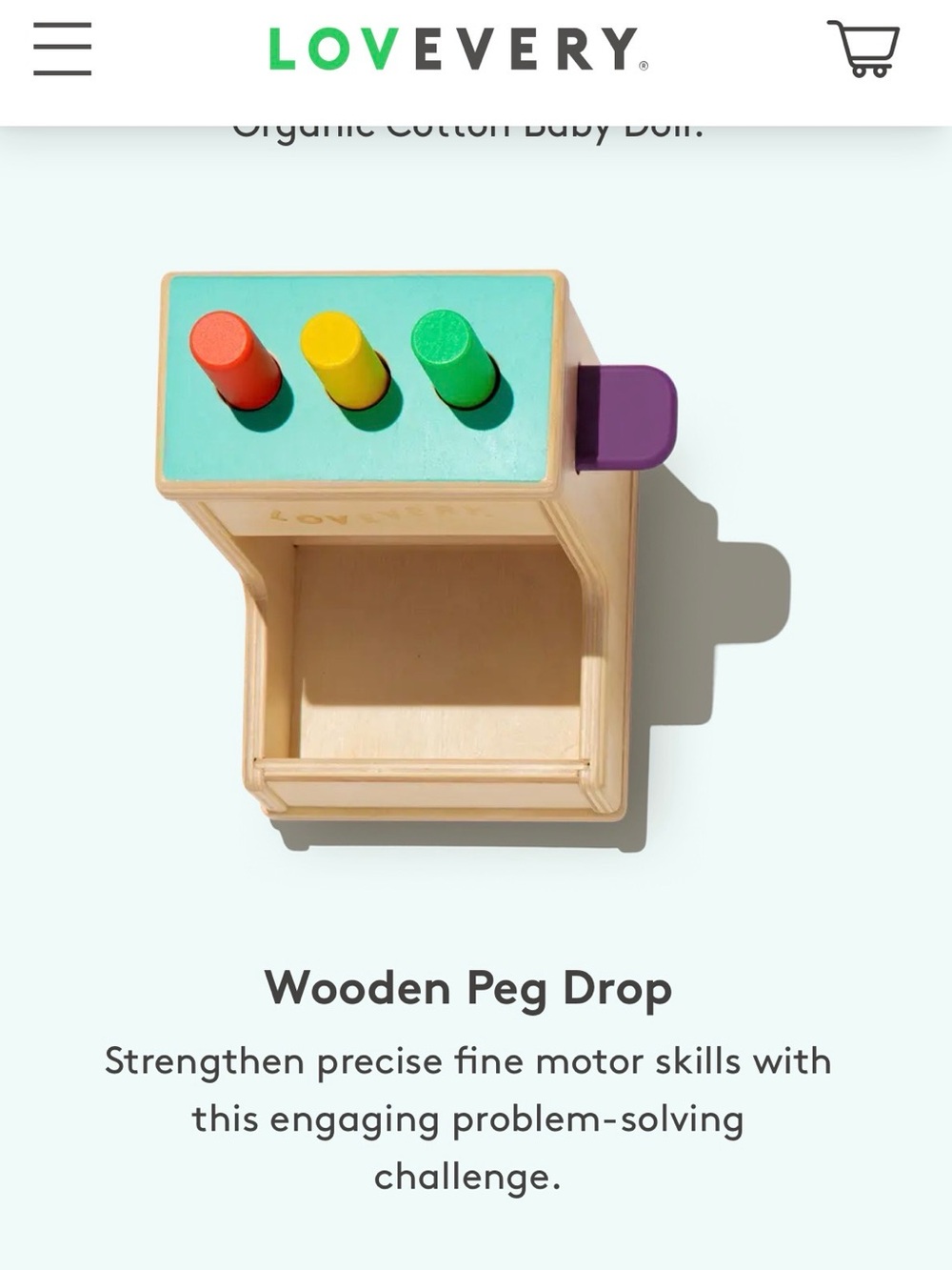 Lovevery Wooden Peg Drop Toy - Multicolor Pegs